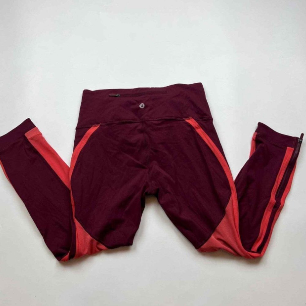 Lululemon Zip the Line Running Crop 23” MESH size 6 zipper leggings mesh